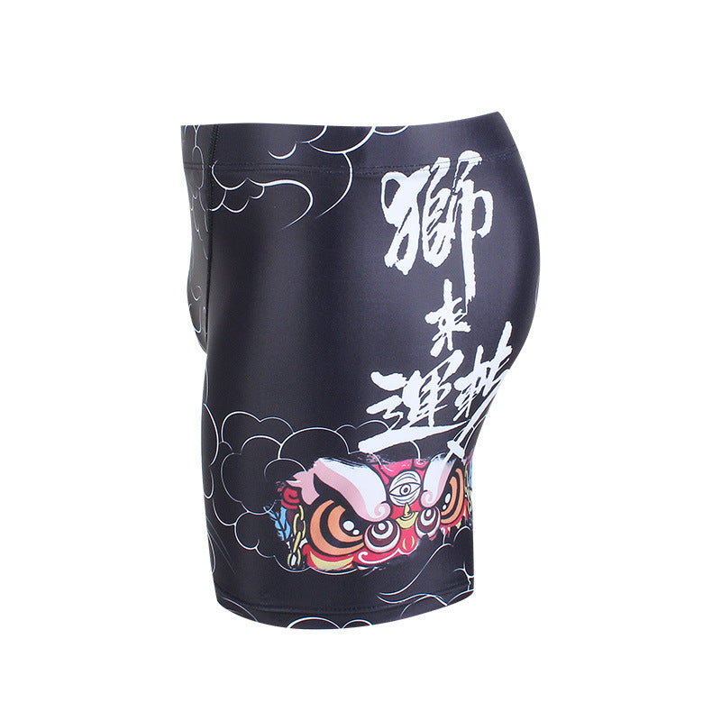 National Style Lion Série Cool Black Trunks de natation pour hommes