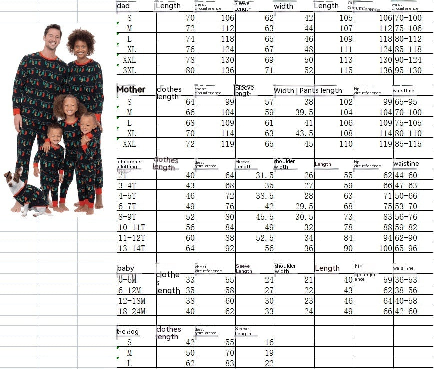 Famille imprimée européenne et américaine de quatre vêtements parent-enfant de Noël
