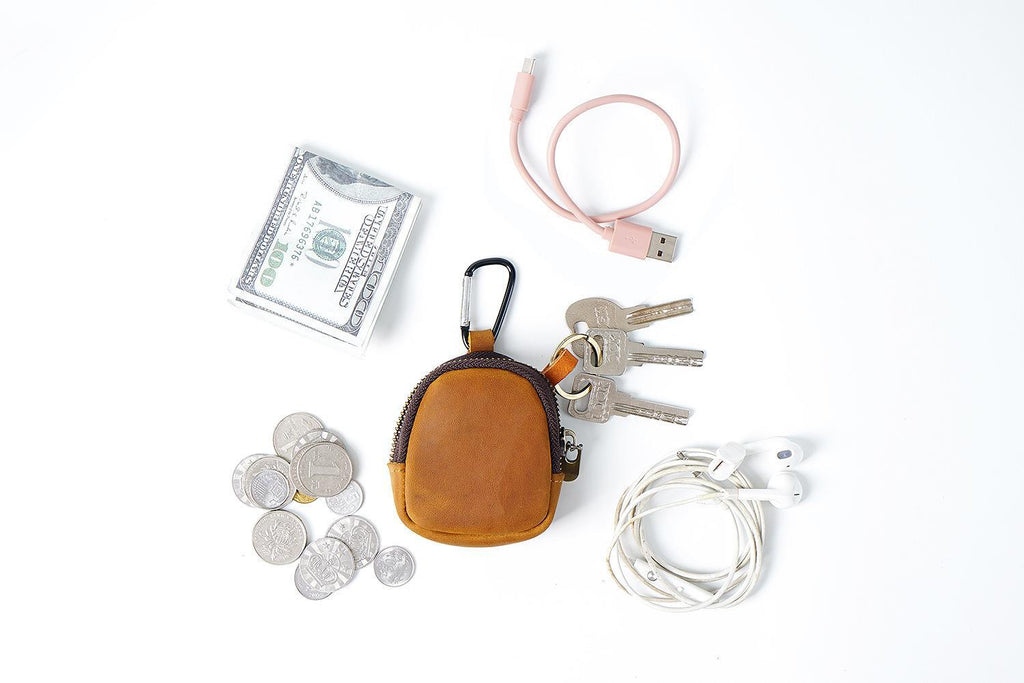 Cowhide Petit portefeuille Zipper Shell