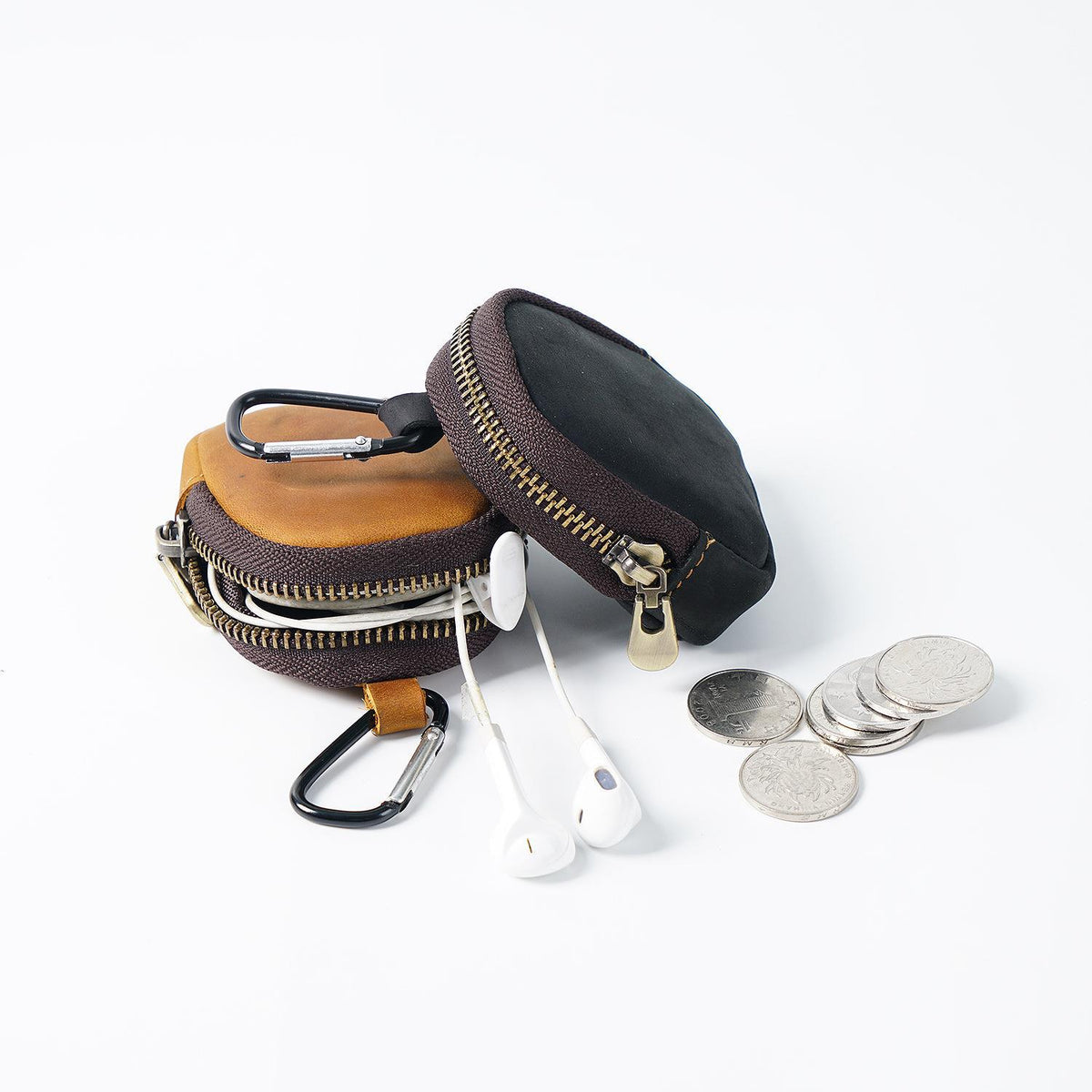 Cowhide Petit portefeuille Zipper Shell