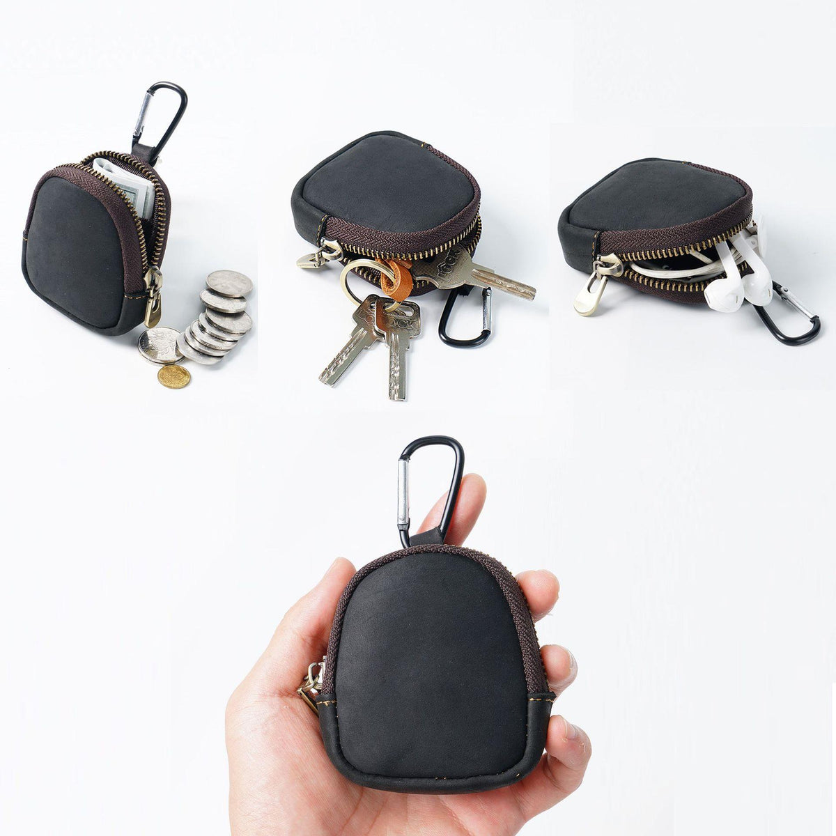 Cowhide Petit portefeuille Zipper Shell
