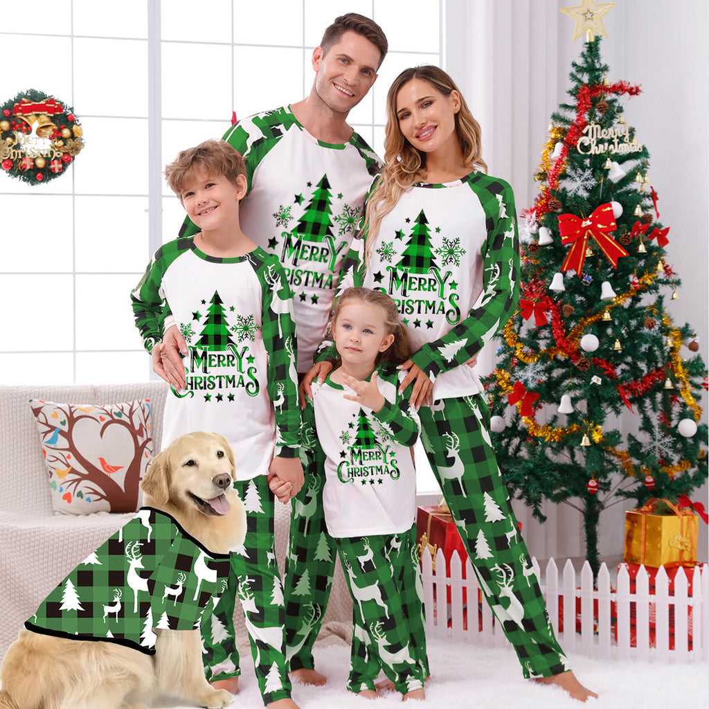 Parent-child Leisure Wear Set Plaid Pitching Print Christmas