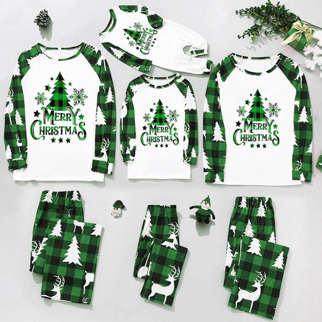Parent-child Leisure Wear Set Plaid Pitching Print Christmas