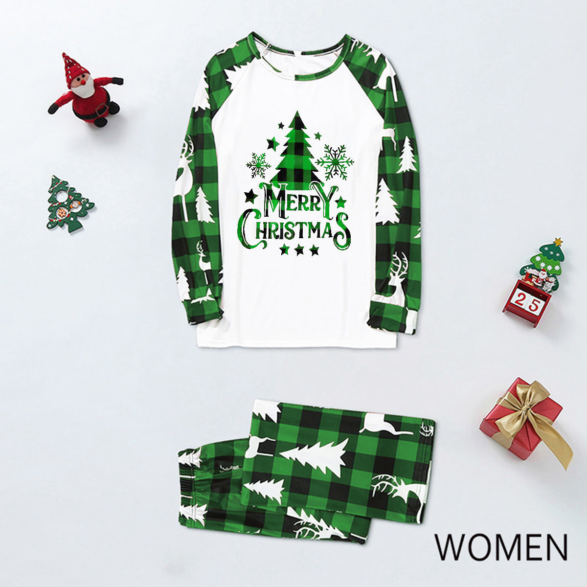 Parent-child Leisure Wear Set Plaid Pitching Print Christmas