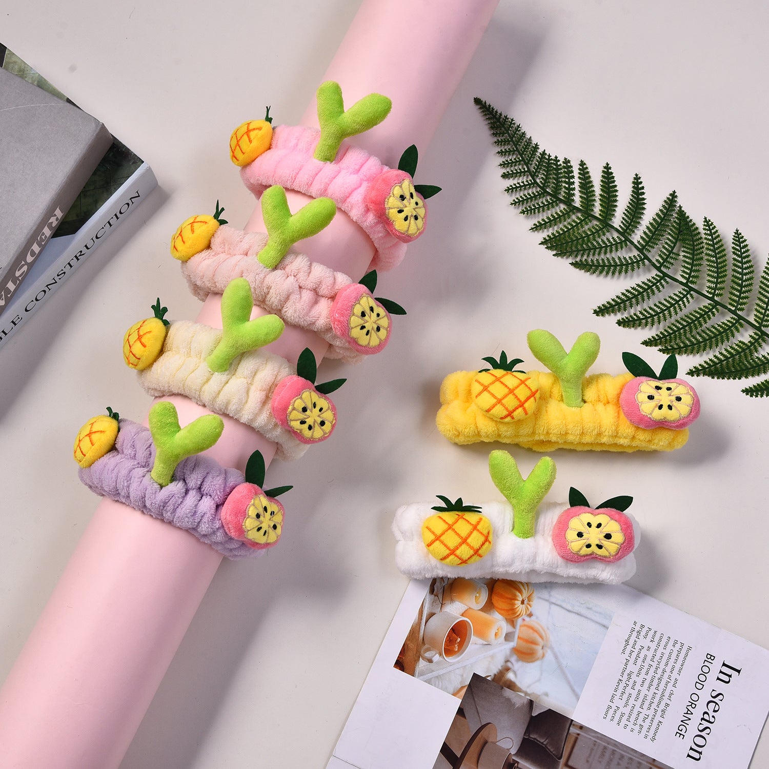 Cartoon Ananas Haricot Sprouts Bague de cheveux de herbage Laver le visage brut des femmes Bandeau de maquillage