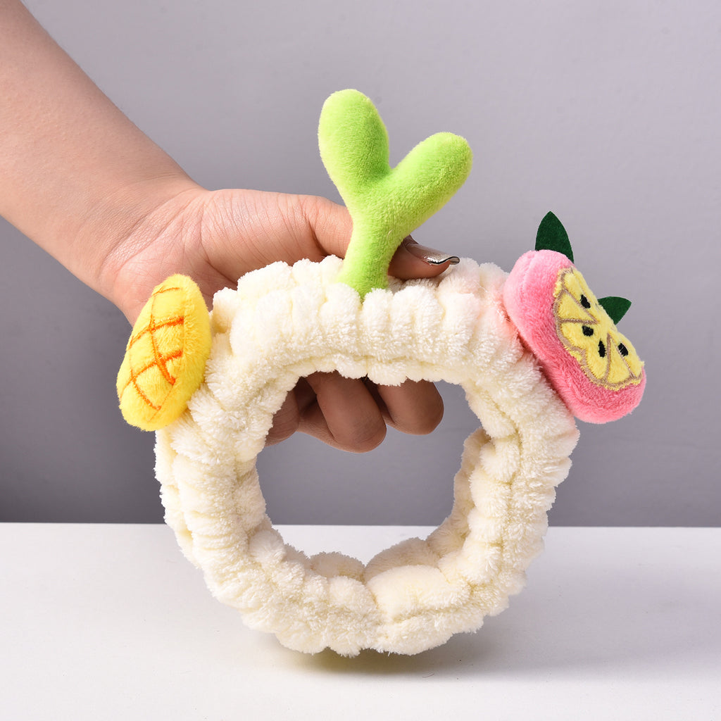Cartoon Ananas Haricot Sprouts Bague de cheveux de herbage Laver le visage brut des femmes Bandeau de maquillage