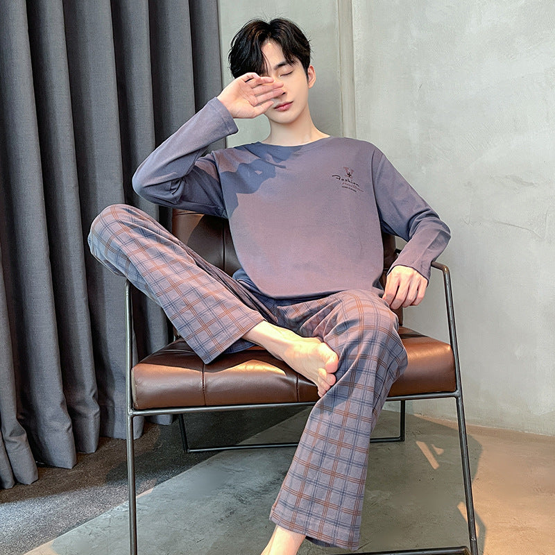 Manches longues homme Cotton Simple Loose Plus Taille Pajamas