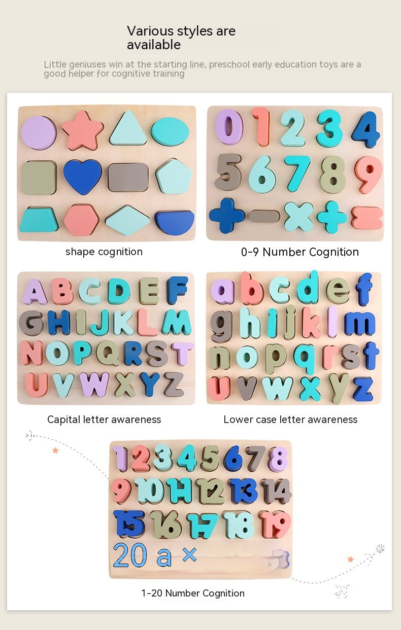 Puzzle pédagogique pour enfants Macaron Shape Recognition Board Grab Jouets en bois