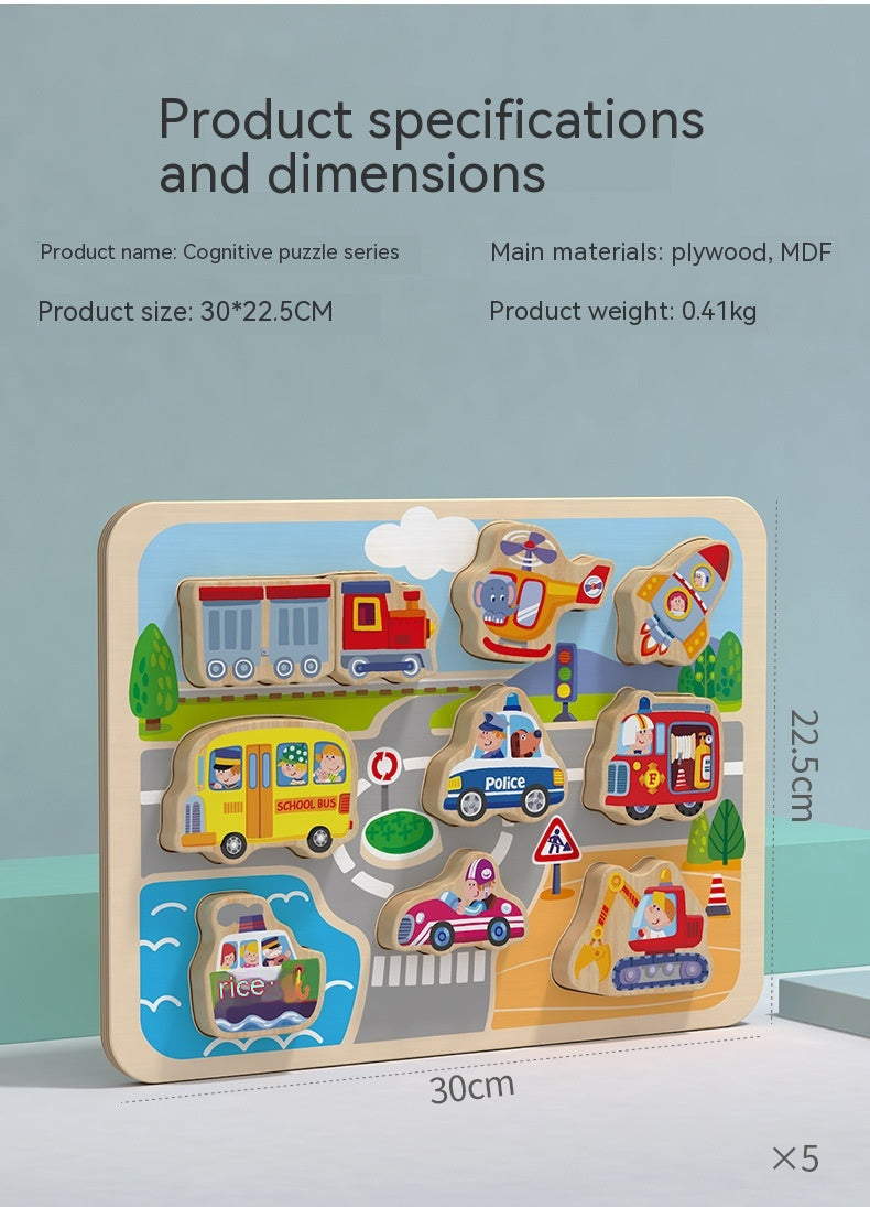 Puzzle pédagogique pour enfants Macaron Shape Recognition Board Grab Jouets en bois