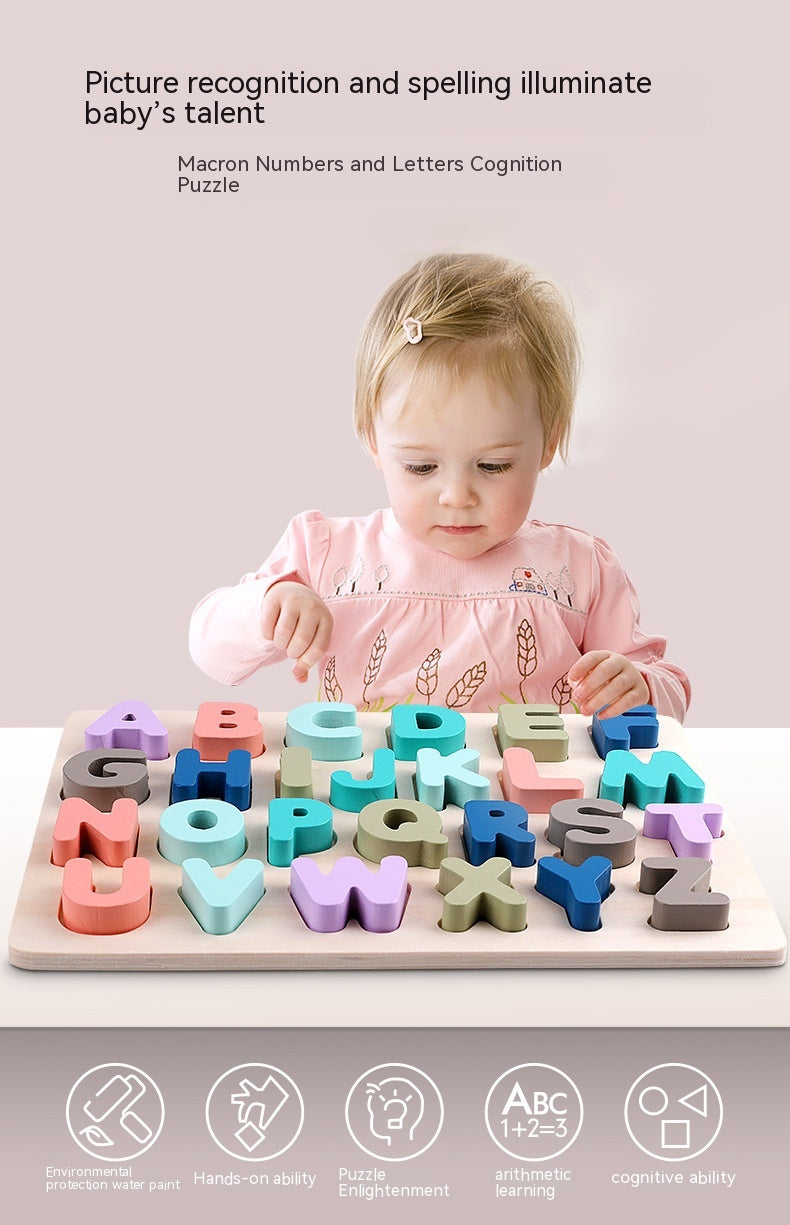 Puzzle pédagogique pour enfants Macaron Shape Recognition Board Grab Jouets en bois