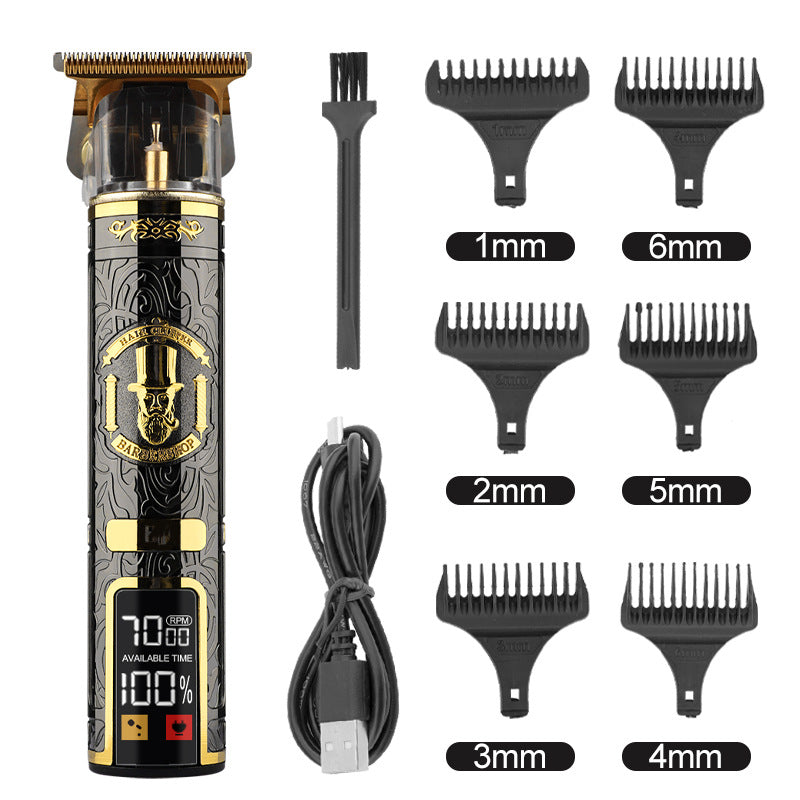 Clipper électrique électrique cheveux Cutter Retro huile gravure tête