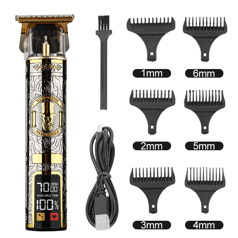 Clipper électrique électrique cheveux Cutter Retro huile gravure tête