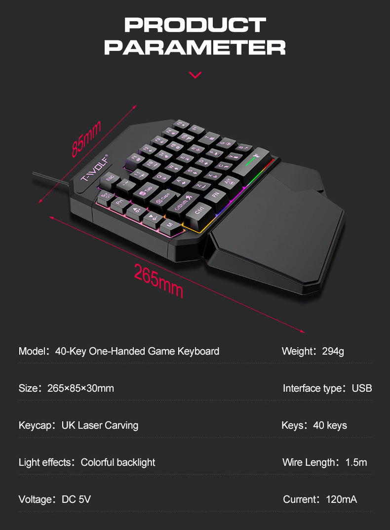 Clavier de souris à main simple Lei Lang TF900