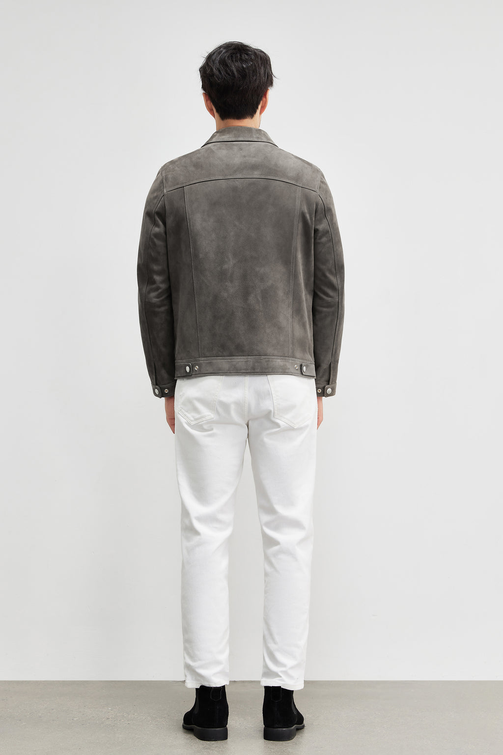 Peau de mouton léger de luxe Suede Véritables vêtements en cuir d'agneau importés hommes Suede Lapel B