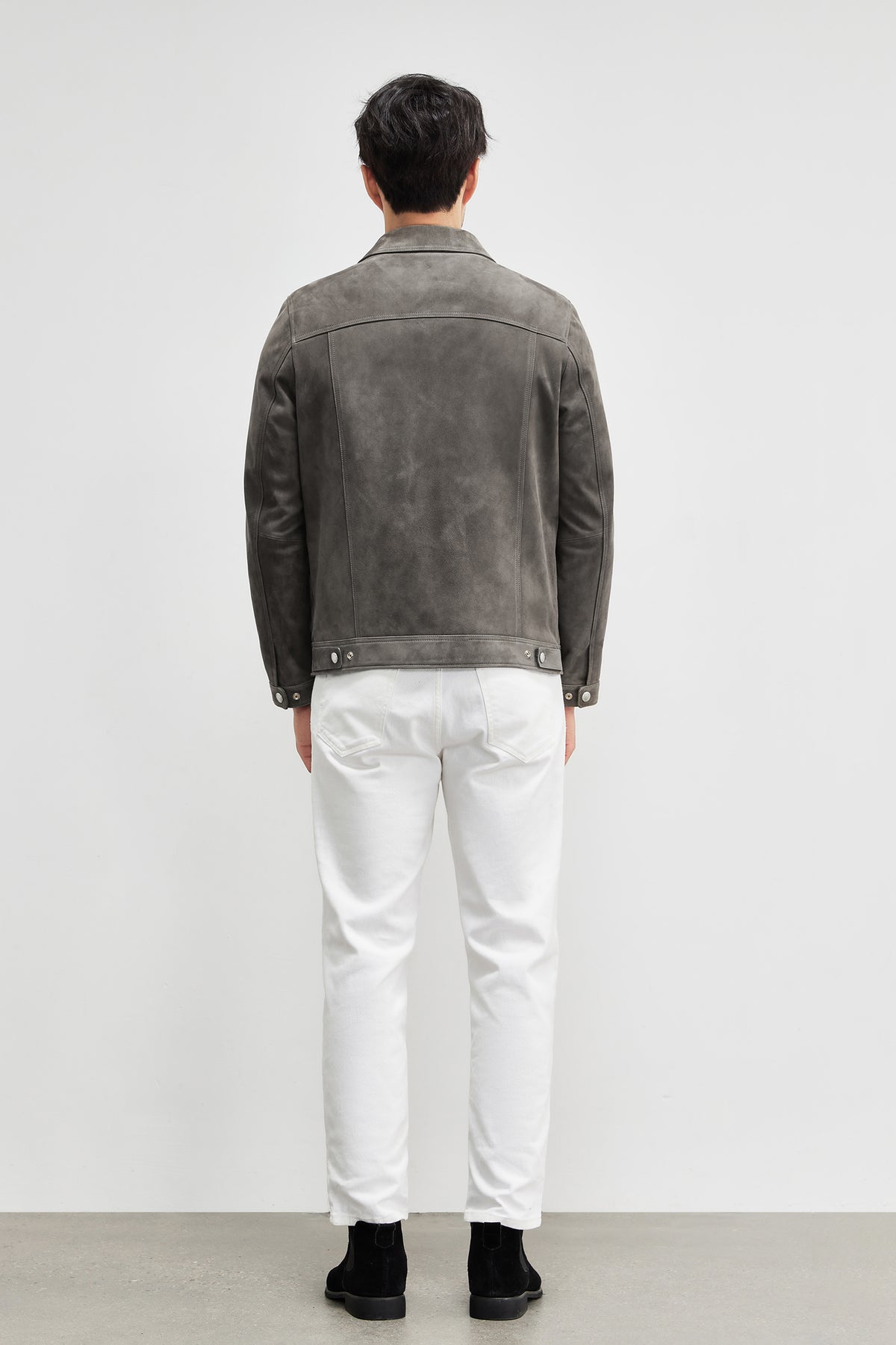 Peau de mouton léger de luxe Suede Véritables vêtements en cuir d'agneau importés hommes Suede Lapel B