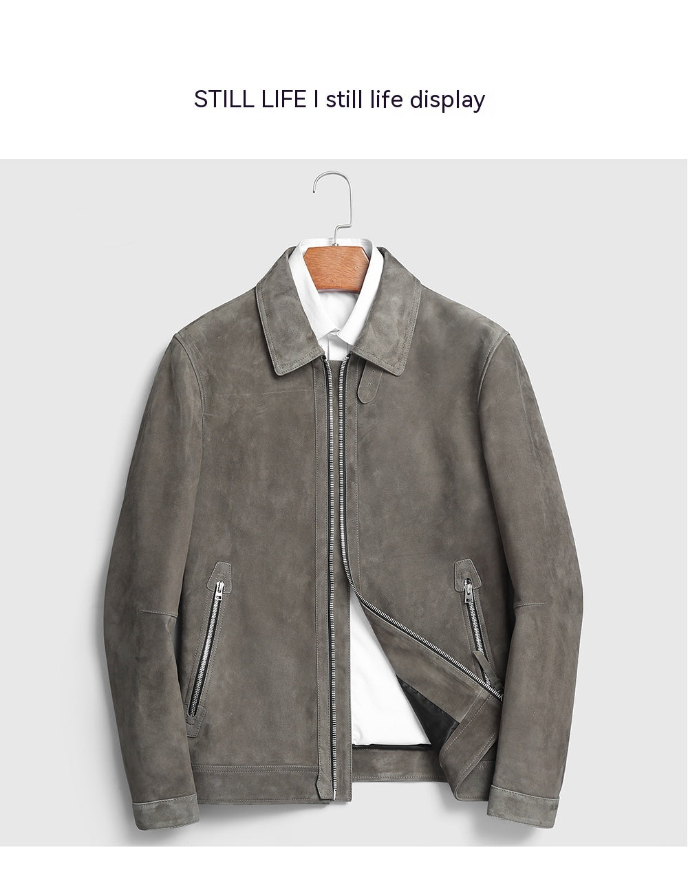 Peau de mouton léger de luxe Suede Véritables vêtements en cuir d'agneau importés hommes Suede Lapel B