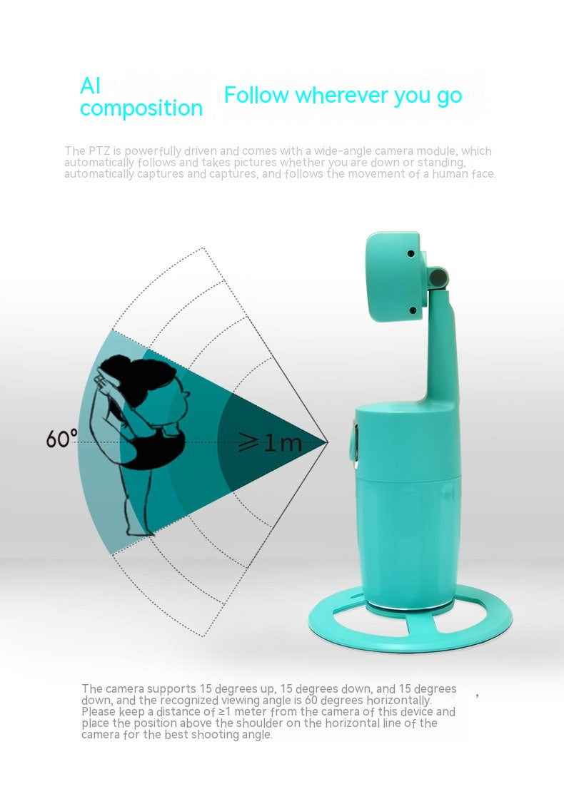 Téléphone mobile et tir PTZ Bracket Intelligent AI reconnaissance faciale Live Selfie et Shoo