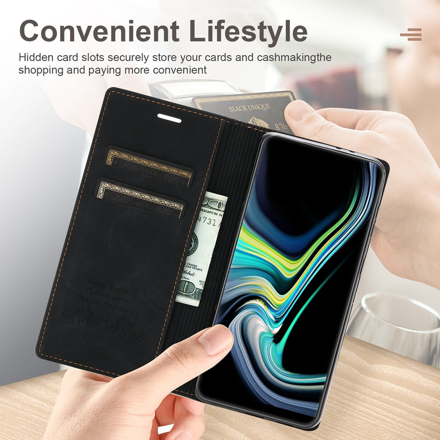 Étui de téléphone en cuir Flip sensible à la peau