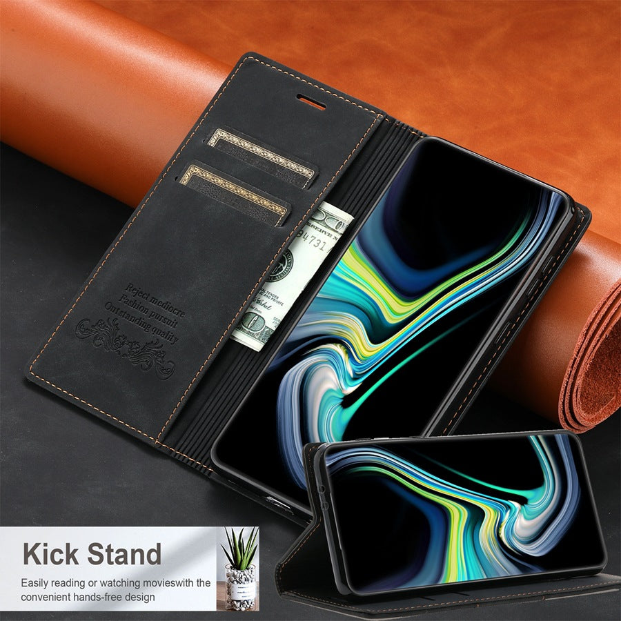Étui de téléphone en cuir Flip sensible à la peau