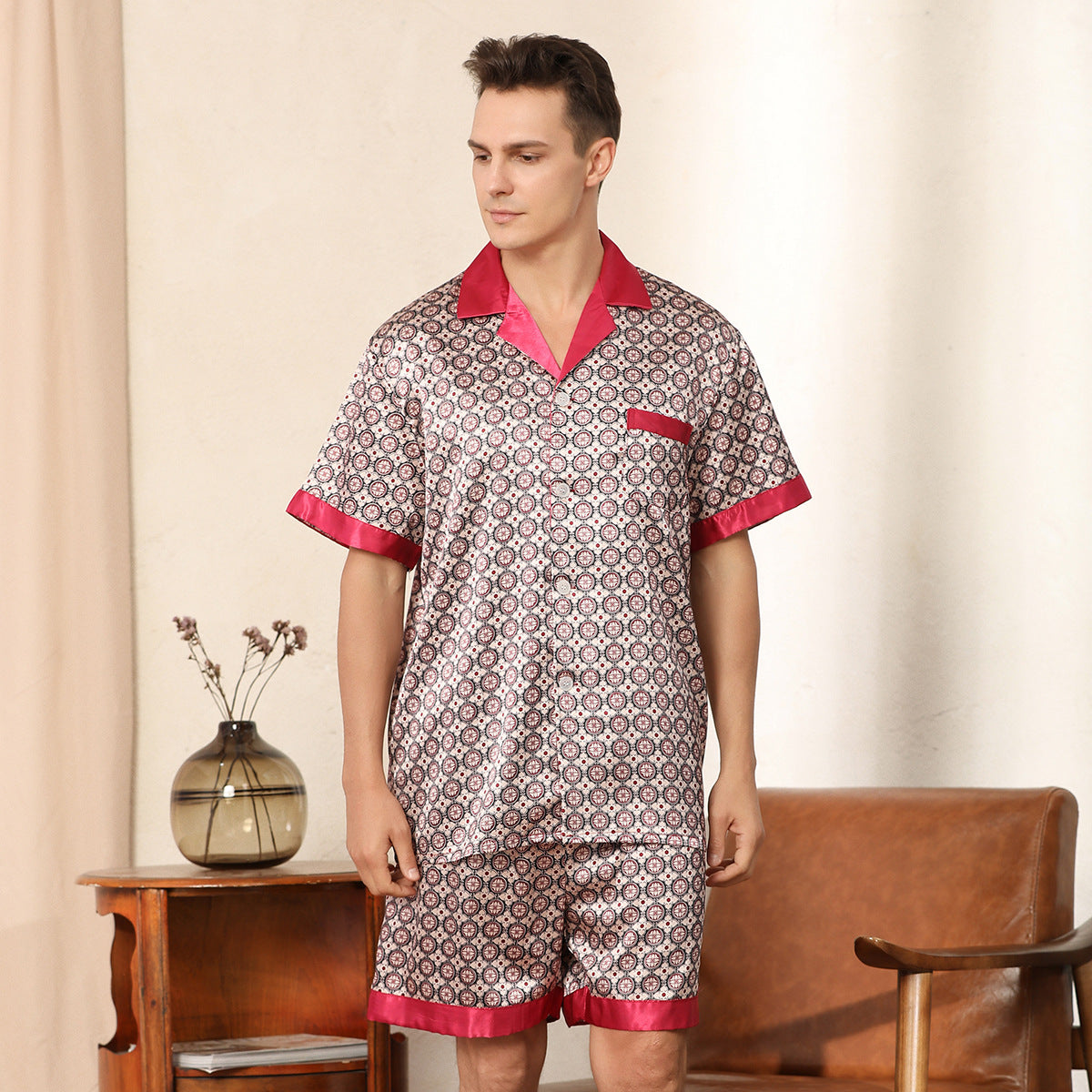 Pyjamas à manches courtes imprimé d'été pour hommes