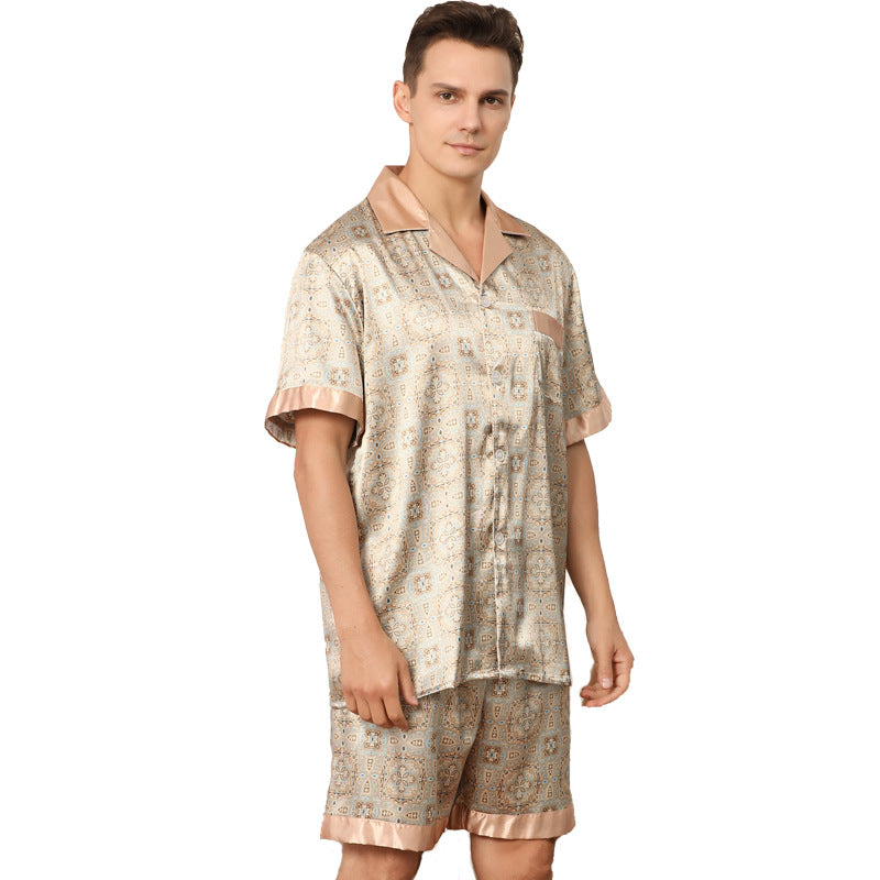 Pyjamas à manches courtes imprimé d'été pour hommes