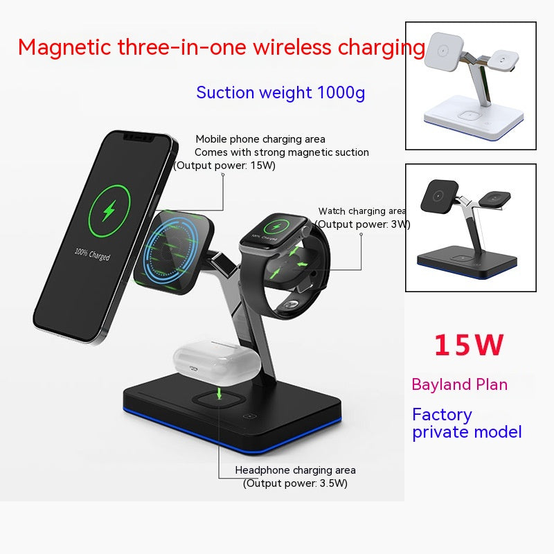 Barre magnétique verticale de charge sans fil en trois en un