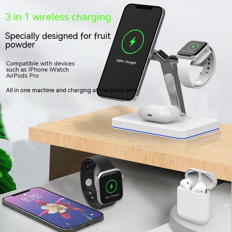 Barre magnétique verticale de charge sans fil en trois en un