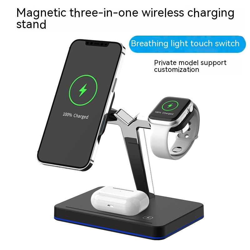 Barre magnétique verticale de charge sans fil en trois en un