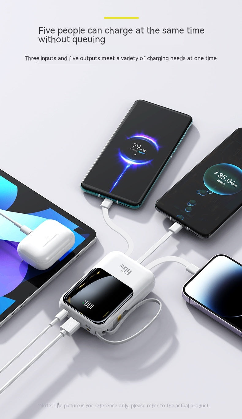20000MA Mini grande capacité est livré avec quatre fils Power Bank PD66w Super Fast Charge Mobile