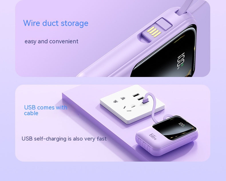 20000MA Mini grande capacité est livré avec quatre fils Power Bank PD66w Super Fast Charge Mobile