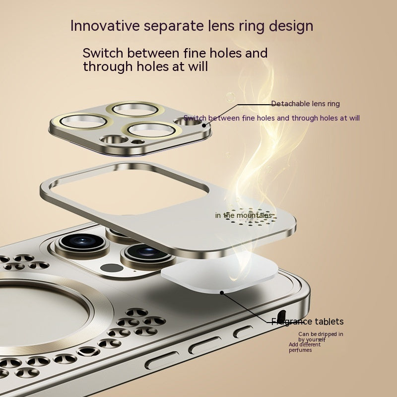 Téléphonie Aromathérapie Shell Metal Mesh Lens Aspiration magnétique
