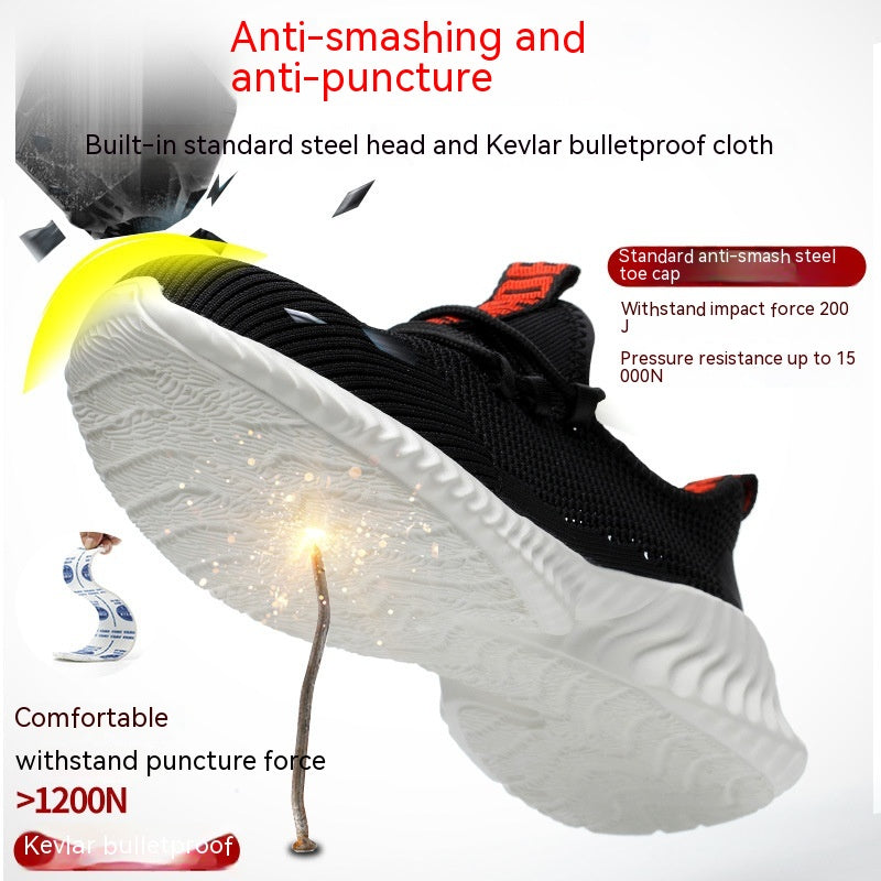 Men's Lightweight Work Shoes Breathable Steel Toe Midsole Resistant Footwear