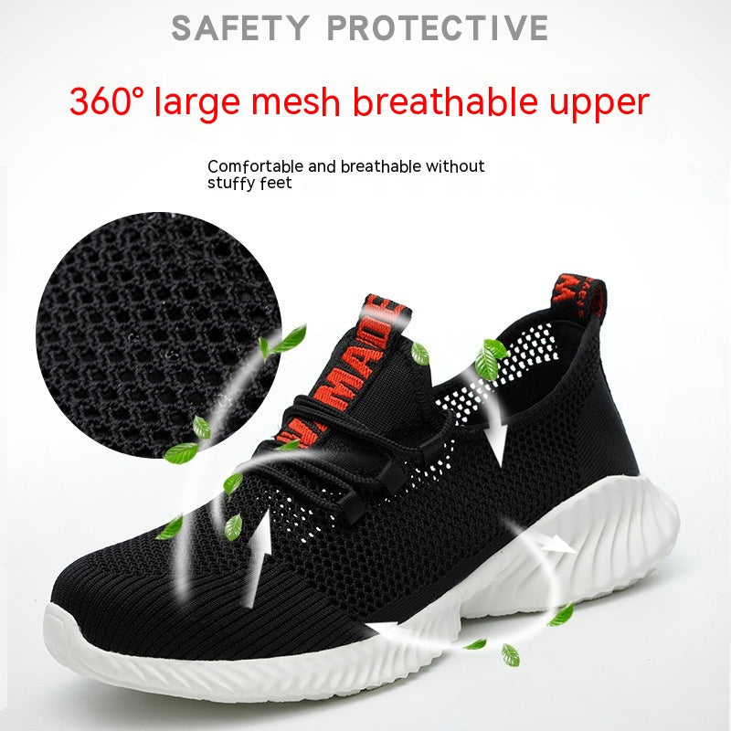 Men's Lightweight Work Shoes Breathable Steel Toe Midsole Resistant Footwear