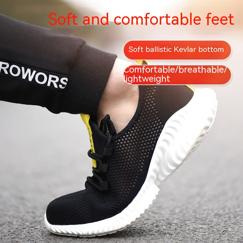 Men's Lightweight Work Shoes Breathable Steel Toe Midsole Resistant Footwear