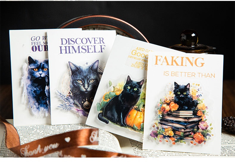 Belle journée PET Stickers Black Leah's Cat Series