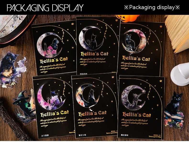 Belle journée PET Stickers Black Leah's Cat Series