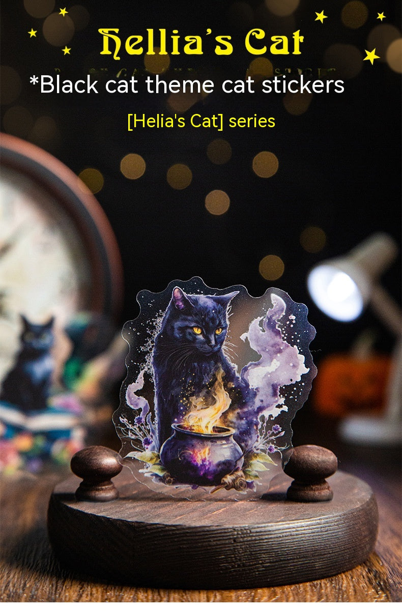 Belle journée PET Stickers Black Leah's Cat Series