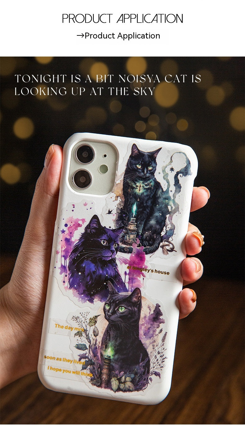 Belle journée PET Stickers Black Leah's Cat Series