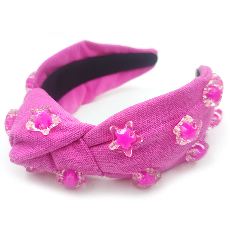 Mignon Hairware à la main étoilé à cinq pointes couleur solide tête de fête à large bord