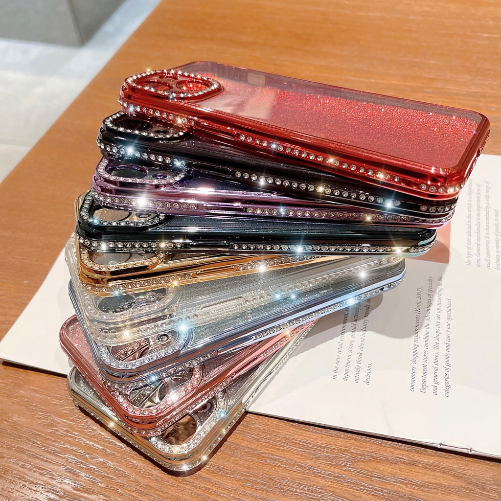 Glitter Strass Electroplated Straight Edge Transparent résistant aux gouttes