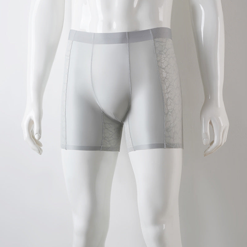 Anti-wear Jambe Dentelle Leopard Jacquard Sexy Seamless Men Boxer Pantalons longue piste