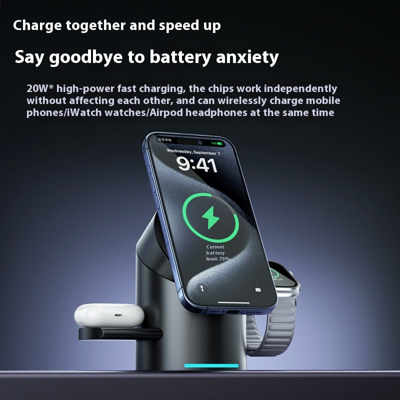 Bracket de rechargeur sans fil magnétique trois en un