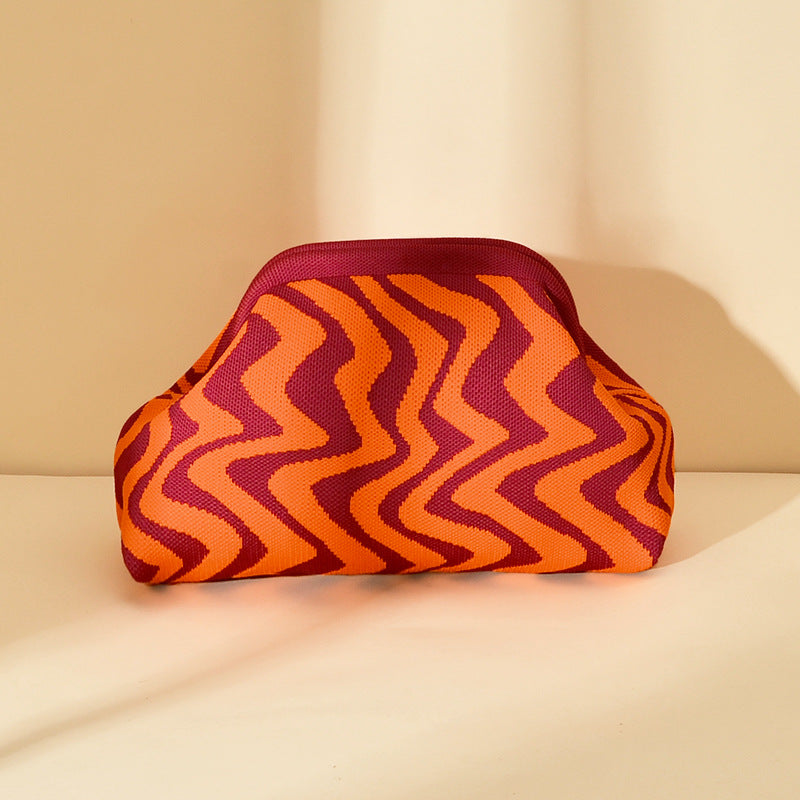 Clutch rayé de sac tricoté pour femmes
