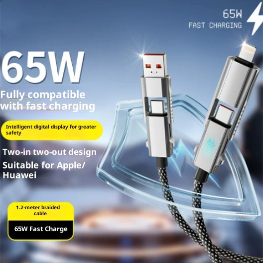 Câble d'affichage numérique à double port intelligent 65W Charge ultra-rapide