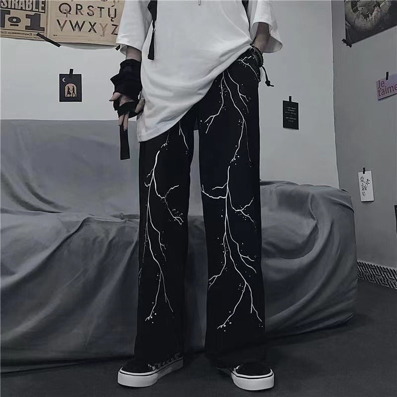 Lightning Print Pantalons Casual Sports