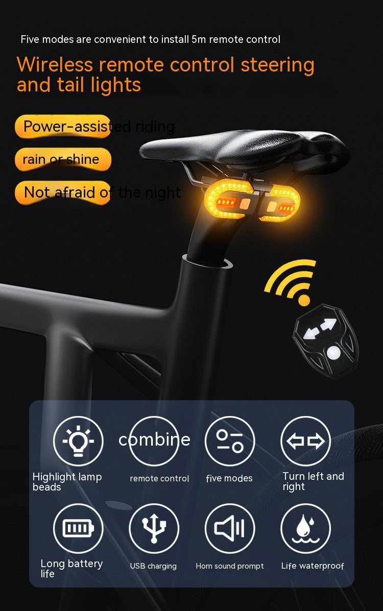 Vélo USB Charging Wireless Remote Control Steering Taillight Détachable Night Riding Wa