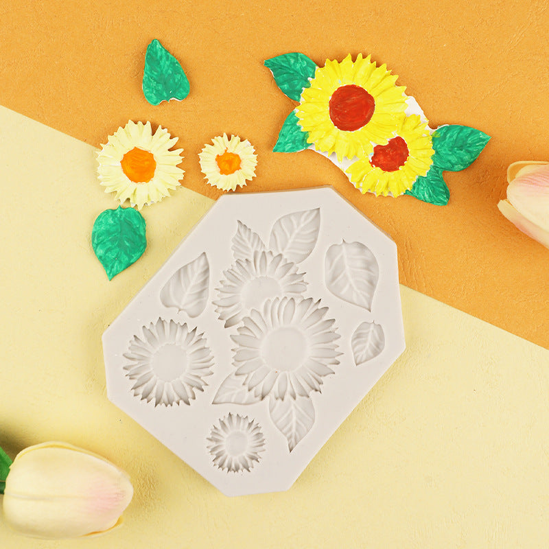 Cake Silicone Mold Fleur de tournesol Feuilles Pastorale