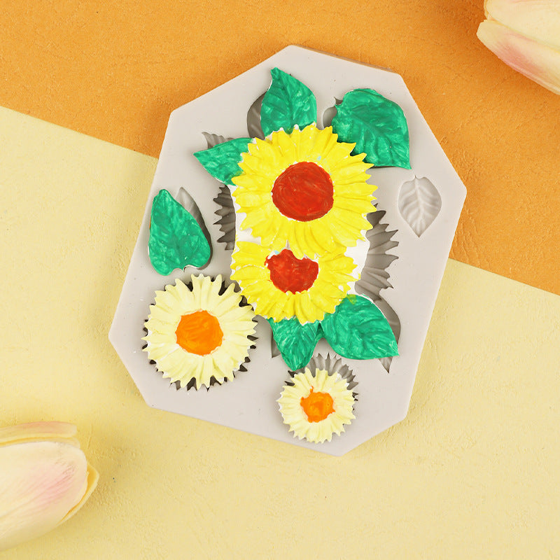 Cake Silicone Mold Fleur de tournesol Feuilles Pastorale