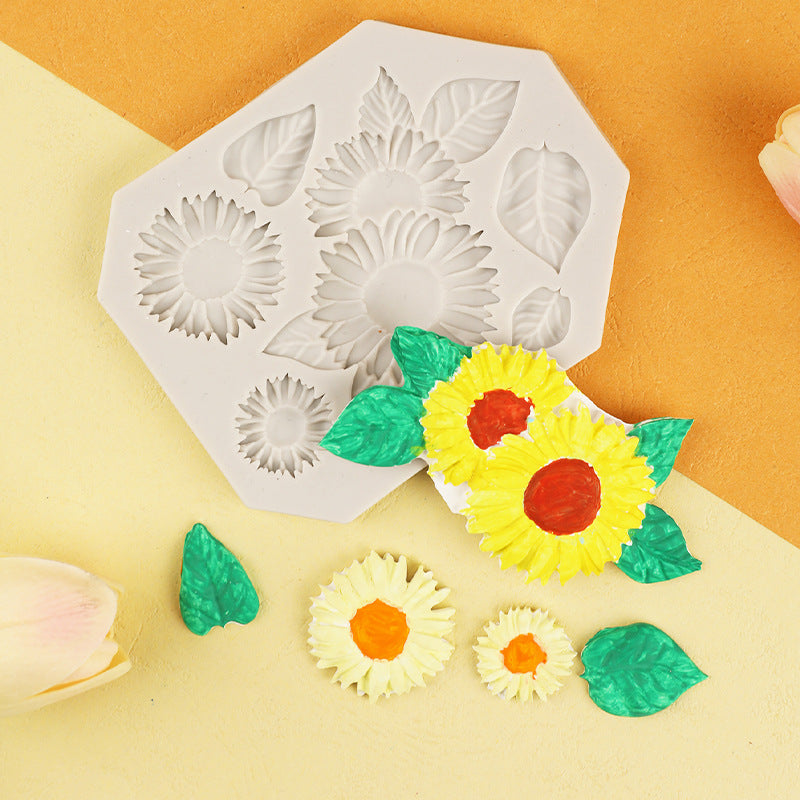 Cake Silicone Mold Fleur de tournesol Feuilles Pastorale