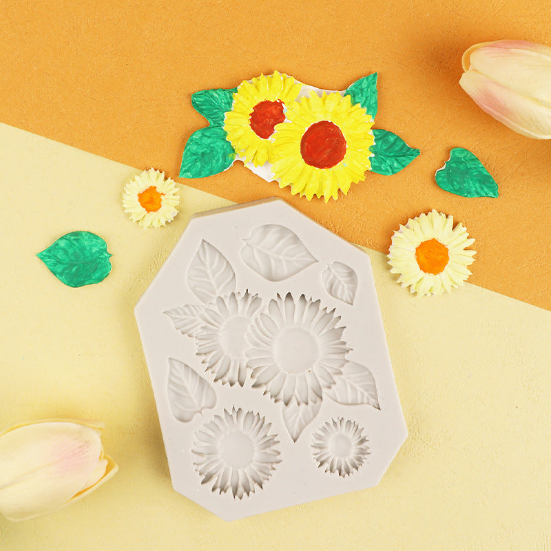 Cake Silicone Mold Fleur de tournesol Feuilles Pastorale